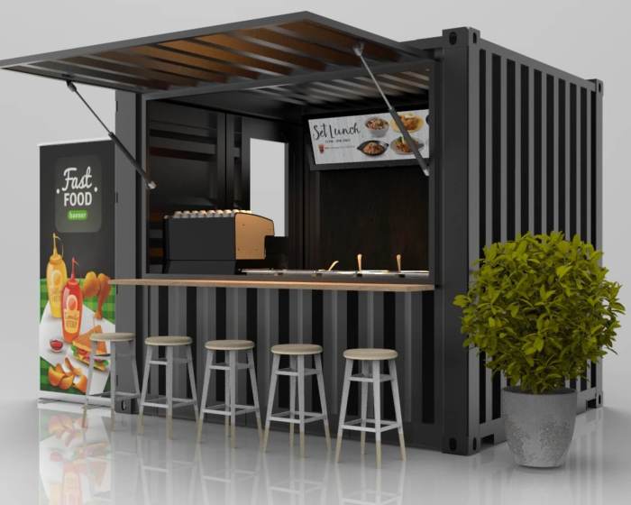 Desain interior cafe container